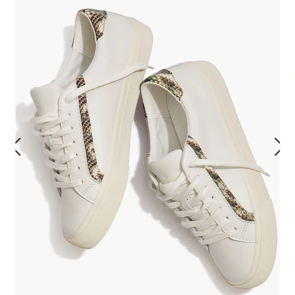 Madewell Sidewalk Low-Top Sneakers in Snake Embossed Leather